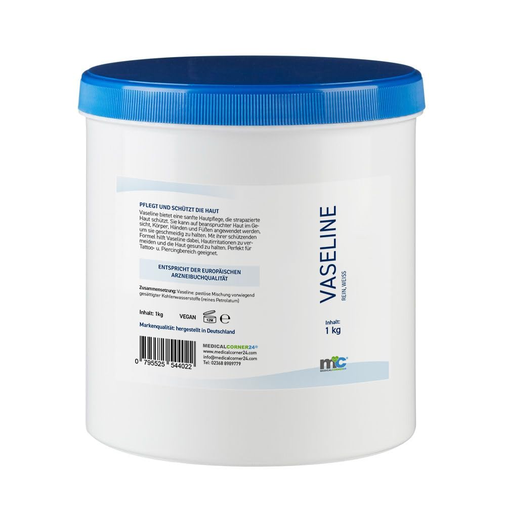Medicalcorner24 vaseline blanche, gel soins de la peau soins corporels, zone tatouage et piercing, 1 kg