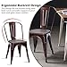 COSTWAY 18 Inch Dining Chair Set of 4, Industrial Vintage Stackable Metal Stools, Counter Bar Stools with High Backrest, Wood Seat, for Home, Kitchen and Cafe Bar Use