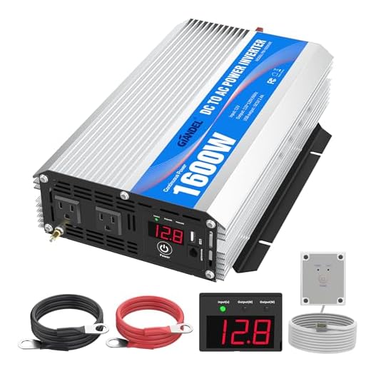 Giandel 1600Watt Power Inverter Modified Wave DC 12volt to AC 120volt with Remote Control & LED Display and 2.4A USB Port for Trucks Boats RV & Emergency