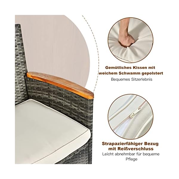 COSTWAY Rattan Essgruppe Akazienholz für 8 Personen