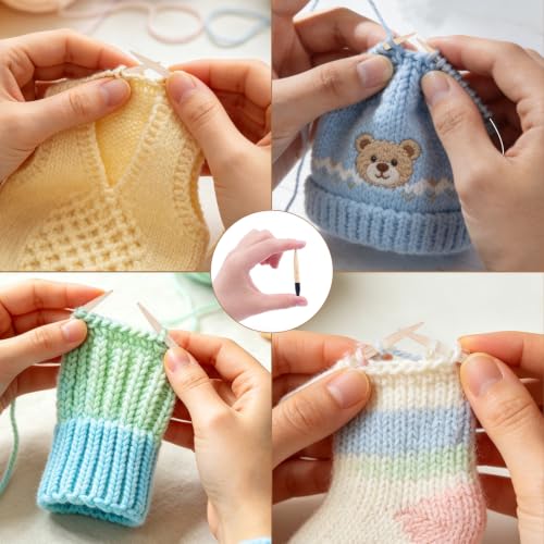 Image of WAZAIGUR 2.16 inch Short Interchangeable Bamboo Circular Knitting Needles Set | 12 Sizes 3-8mm /US 2.5-11, 12 Pairs, 4 Cables, Bamboo Shorties Needles Kits for Knitting Projects - Beginners /Enthusiast, Gift