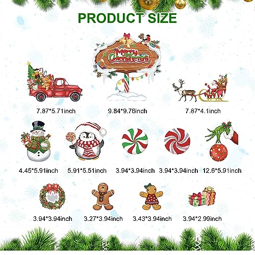 12 Pieces Christmas Refrigerator Magnets, Fridge Magnetic Decor, Xmas Car Stickers, Xmas Tree Fridge Magnets DIY Refrigerator Magnets Christmas Decorations for Metal Door Decor (Style B)