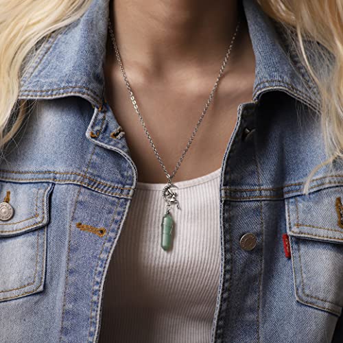 Sacina Gothic Vintage Fairy Necklace, Zinc Alloy Pendant, Green Crystal, Goth Vintage Jewelry for Women, Special Occasions2