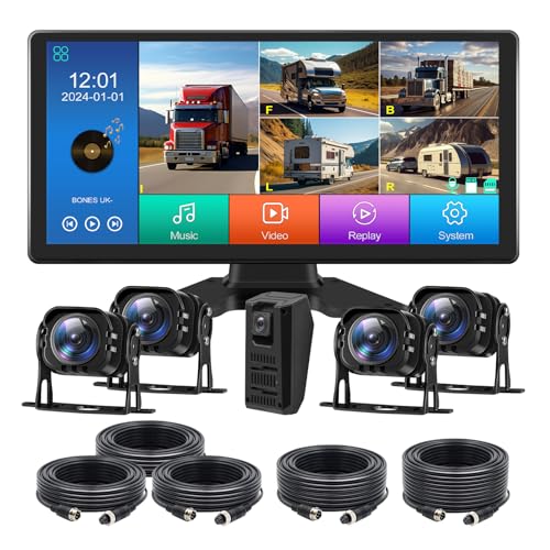 Image of 4K Backup Camera System with 10.36 inch IPS 5-Channel Touch Screen Monitor Rear Side View 5 AHD Camera DVR Recording Backup Heavy Duty Camera for Truck Bus RV Trailer Semi Box EH5 VEKOOTO
