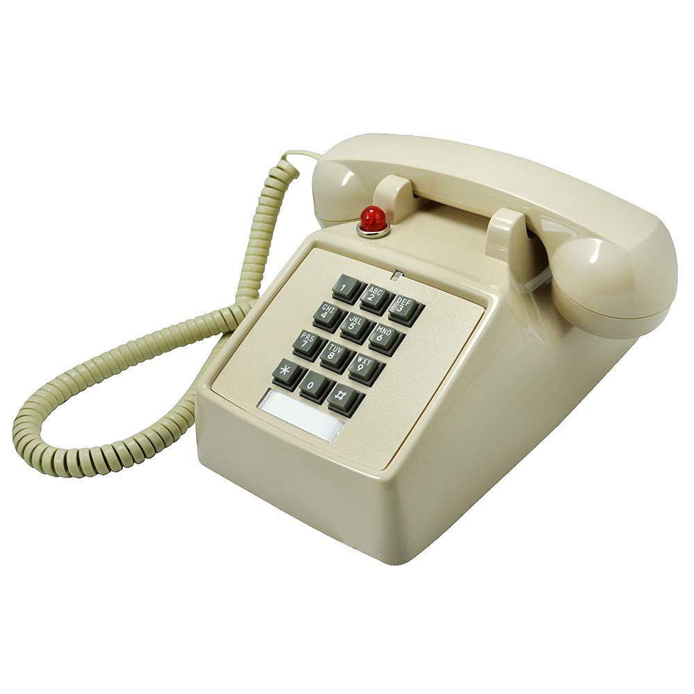 Téléphone ancien blanc avec sonneries métalliques authentiques et mains libres