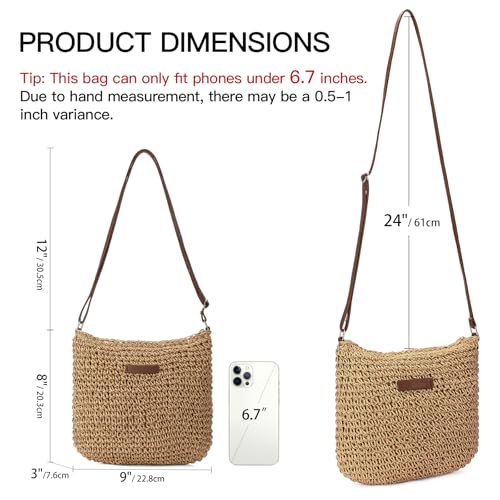 Image of RNIEGA Straw Beach Bag for Women Small Woven Crossbody Bag Summer Mesh Hollow Beachy Purse Shoulder Bag for Vacation