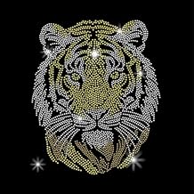 SUPERDANT Tigers Head Iron on Rhinestones Tiger Animal Crystal Heat Transfer Stickers Iron on Decals Rhinestone Patches for Man Woman T-Shirt Clothing Hoodie Jackets Bags DIY Art Craft Gifts