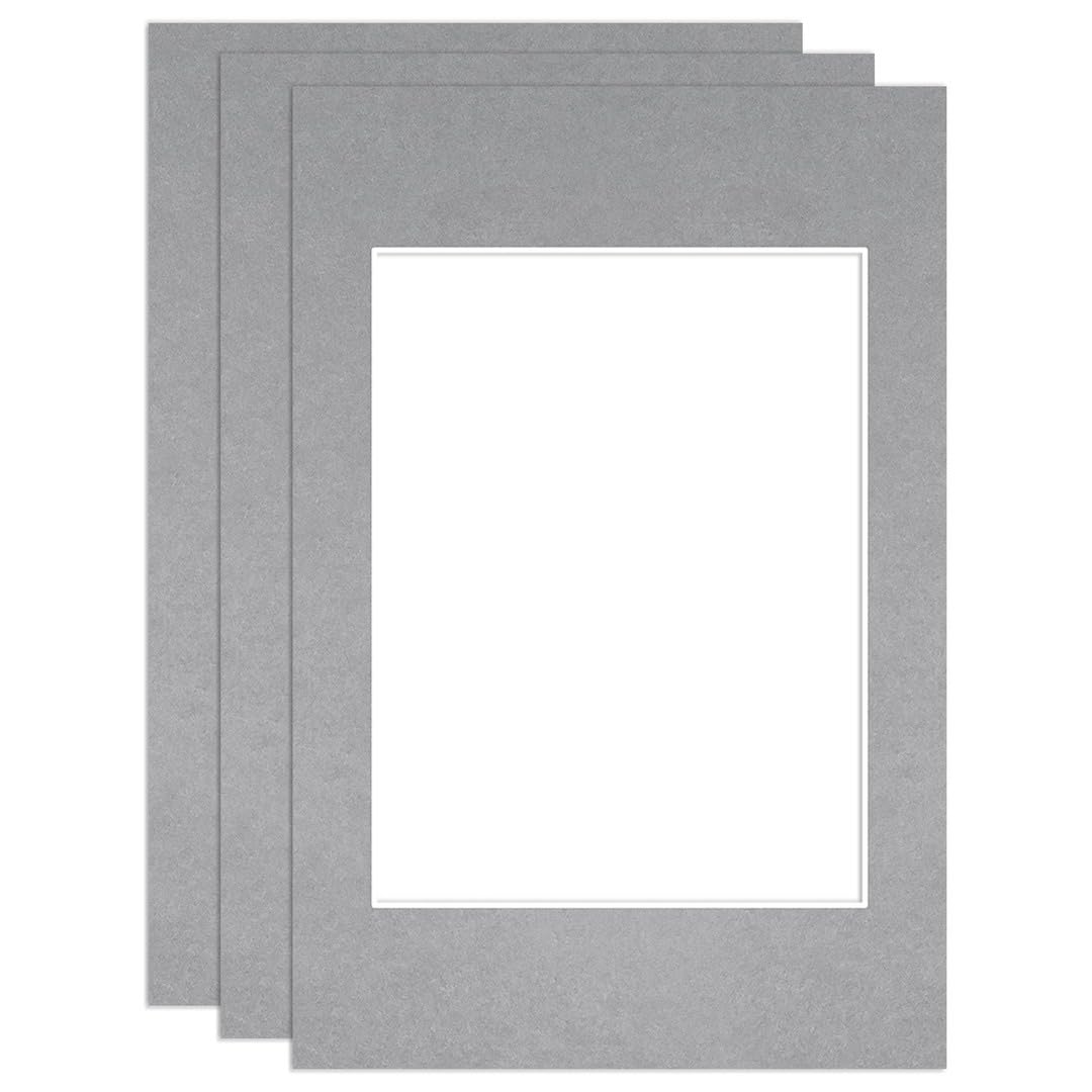 Procut Global 6x4" Silver Picture Mounts to Fit 4x3" Aperture - Precision Cut Cardboard Photo Mount - Ideal for Frames, Prints, Artwork & Certificates - Sizes & Colours Available - 3 Pack โ image 1