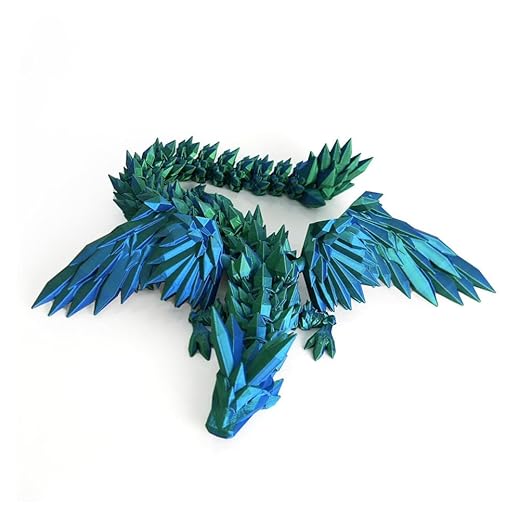 8.6 Inch 3D Printed Green Dragon with Wings Collectible Figurine for Home Office Executive Desk Decor