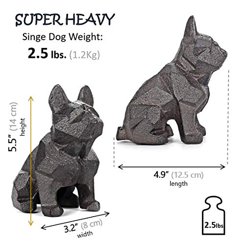 Ambipolar Decorative Bookends Geometric Dog Theme , Heavy Duty Cast Iron, Dog Statue, Vintage Shelf Decor, Antique Black (2 Pack), T5-8
