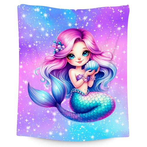 Mermaid Blanket Gifts for Girls - Soft Cozy Fleece Throws for Couch, Sofa 50"x60"