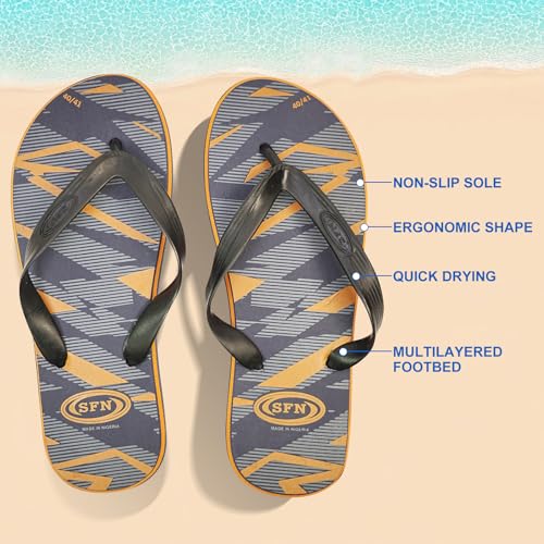 Men's Quick-Dry Non-Slip Flip Flops – Lightweight Beach Sandals for Summer, Comfortable Thong Slippers for Outdoor, Pool, Vacation (Black & Brown)2
