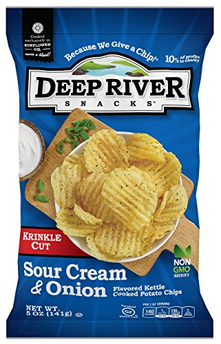 Deep River Snacks Sour Cream and Onion Kettle Cooked Potato Chips, 5-Ounce (Pack of 12)