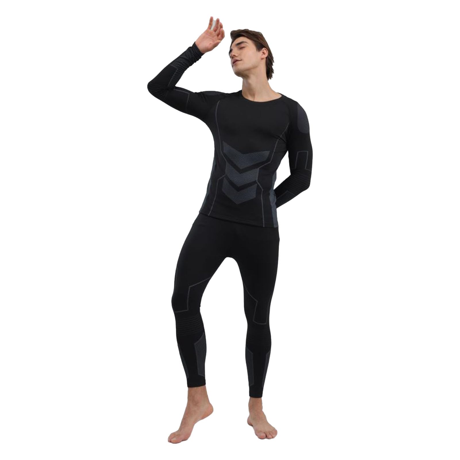 SIXRUN Set di Biancheria Intima Termica da Uomo Intimo Termico in Maglia Slim Fit per Camicia da Uomo Pantaloni Leggeri e Caldi Set Superiore e Inferiore per Indumenti da Notte a Strati Autunnali e