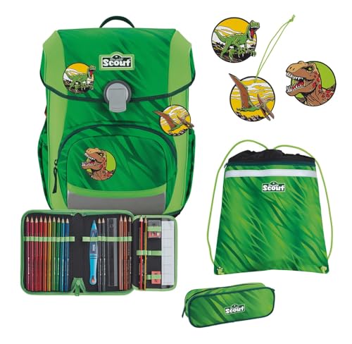 Sac d'école SCOUT au quotidien pour les aventures scolaires Dino Rex vert