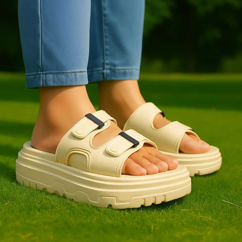 858-1 WOMEN'S Adjustable Footbed Sandals with Double Buckle Straps | Arch Support Cork Slides | Soft Cushioned Insole | Non-Slip Sole | Comfortable Summer Sandals for Travel, Beach & Casual Wear3