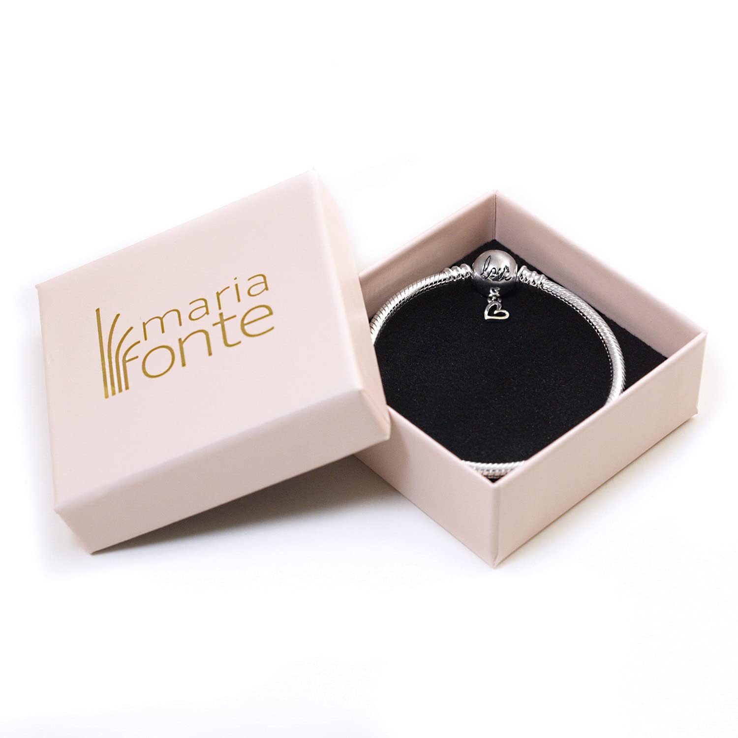 Bracciale New 2025 Compatibile Charm Tutte Marche Love Cuore Cuoricino Donna Originale Simil Rigido Pendente Ciondoli Base Bambina Braccialetti Clip Fermo Catena Argento 925 Gancio