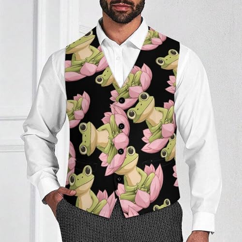 Frog-Lotuses Men's Suit Vests Business Formal Dress Vest V-Neck Waistcoat for Wedding Casual2