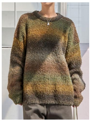 SOLY HUX Women's Retro Long Sleeve Sweater Crew Neck Knitted Pullover Oversized Tops Fall Clothes3