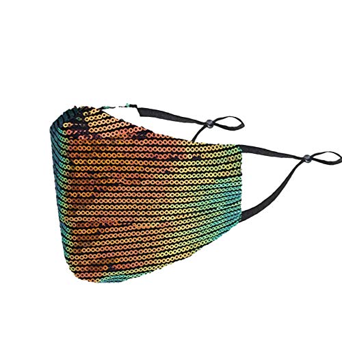 Face Mask Multicolor Sparkly Masquerade Gems ReusableCotton Face Mask Adjustable Tightness Suitable for adult face mask (Gradient)?1Pcs?