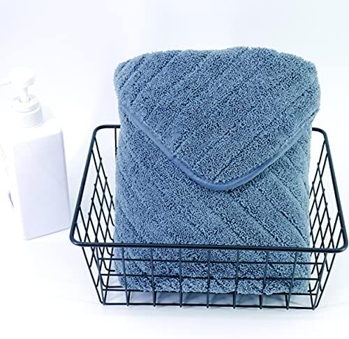 POLYTE Microfibre Oversize Quick Dry Lint Free Bath Towel, 76 x 152 cm, Set of 2 (Blue, Ribbed Design)