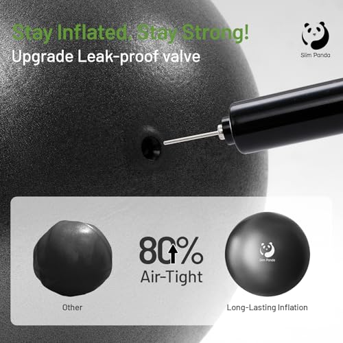 Image of Slim Panda 9 Inch Pilates Ball - Anti-Burst Mini Yoga Ball with Needle Valve Pump - Small Exercise Core Ball for Barre, Stability & Physical Therapy
