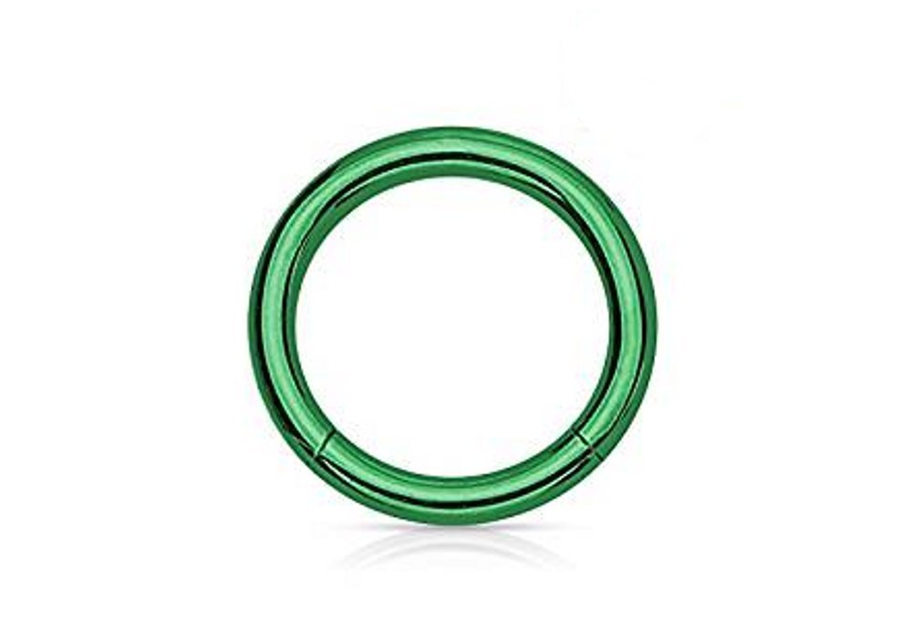 Green Coloured Steel Hinged Segment Ring - 1.6mm x 12mm - Pierced & Modified Body Jewellery