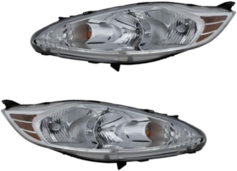 For Ford Fiesta 2011 2012 2013 Headlight Assembly Driver Side | CAPA Certified | Chrome | Sedan/Hatchback/S/SE/SES/SEL/Titanium Model | Replacement For FO2502295, FO2502295C | BE8Z13008B