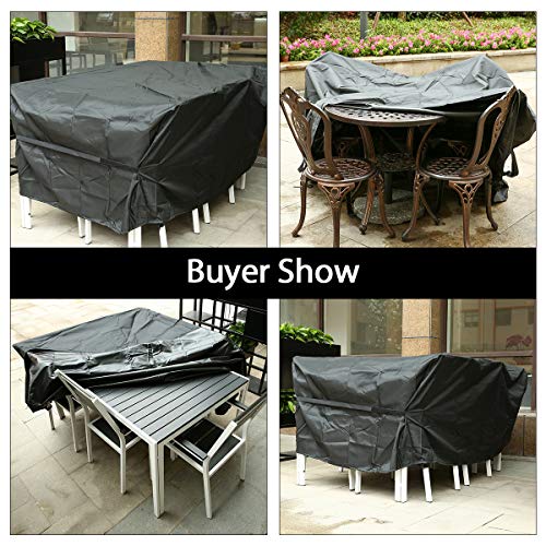 king do way Outdoor Patio Furniture Covers, 180X120X74cm Oxford Polyester Extra Large Size Furniture Set Covers Fits to 6-8Seat Black 70"x47"x30"(180X120X74cm)