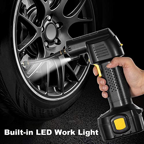 Craftersmark Tire Inflator Air Compressor - 12V Auto Car Tire Pump with Digital Pressure Gauge, 2200mAh Rechargeable Battery, 150PSI with Emergency Light for Cars, Bikes