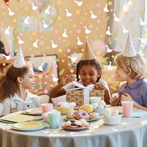 Image of Whaline 300 Pcs One Silly Goose Birthday Table Confetti Goose Dot Leaves Confetti Table Centerpieces for First Birthday Party Decoration