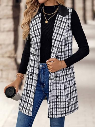 IDEALSANXUN Womens Long Tweed Vest Fall Winter Sleeveless Blazer Jackets Trench Coat2
