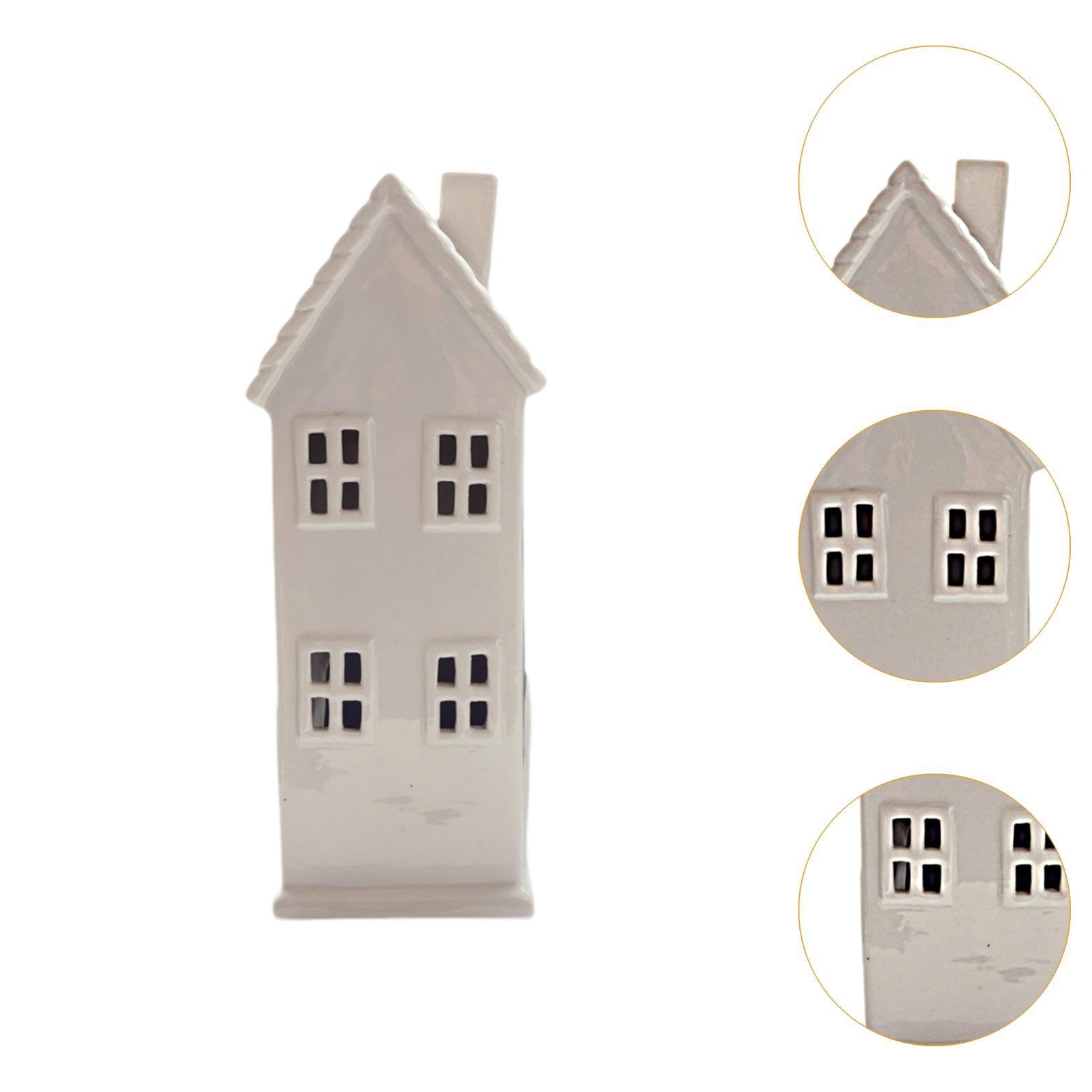 Figura de Cerámica Iluminada para Navidad, Adorno de Escritorio para Navidad, Decoración para Fiestas Navideñas, Decoración Navideña, 7,5 x 7,5 x 20 cm