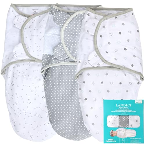 Image of LANDICI 3 Pack Sleep Sack with Easy-Change, 100% Cotton Swaddles for Newborns, Swaddle 0-3 Months, Ergonomic Baby Swaddles Sleep Sack, Swaddle Blanket, Baby Essentials (Starry Night)