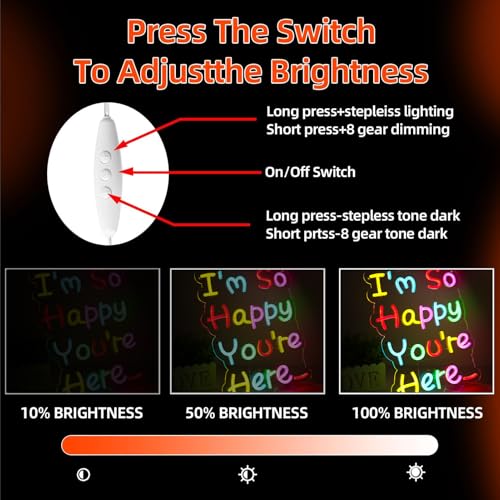Image of I'm So Happy You're Here Neon Signs Welcom LED Neon Light Wall Decor for Classroom,Kids Room,Business,Party,GIft Art for Boys Girls Kids,Friends,Family-15.43x12.2 IN-USB Powered-Acrylic
