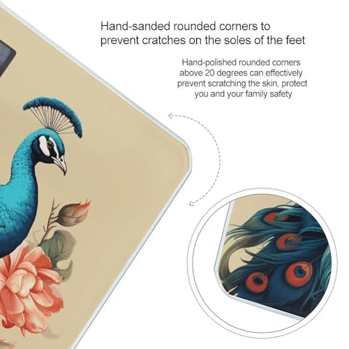Báscula digital de baño Peacock and Flowers con vidrio templado miniatura 4