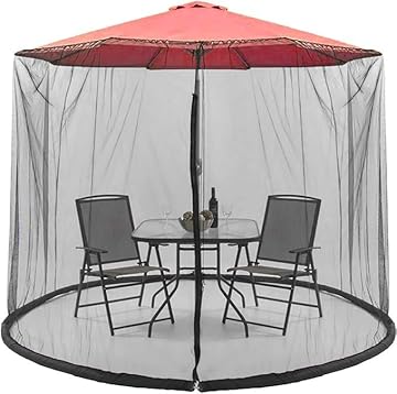 large patio umbrella with netting