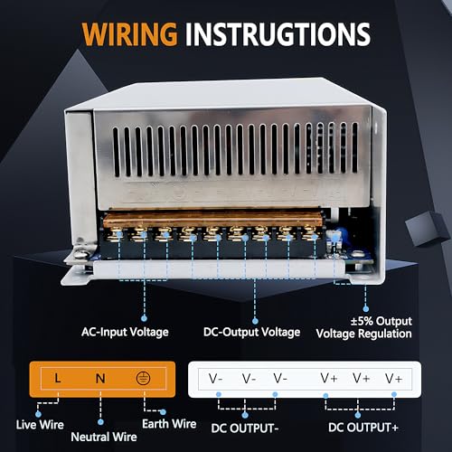 60V Power Converter Supply 110V to 60V Converter AC to DC Converter 110V to 60V SMPS 60V 20A 1200W AC DC Power Adapter 60V Transformer Designed for LED Car Devices and CCTV (60V, 60V-20A-1200W)4