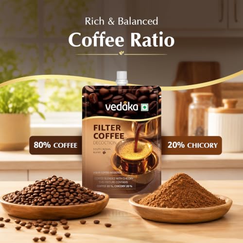 Image of Amazon Brand - Vedaka Coffee Decoction 200 ml | Ready-to-Use Filter Coffee Concentrate | Just Add Hot Milk | Strong Aroma & Authentic Taste