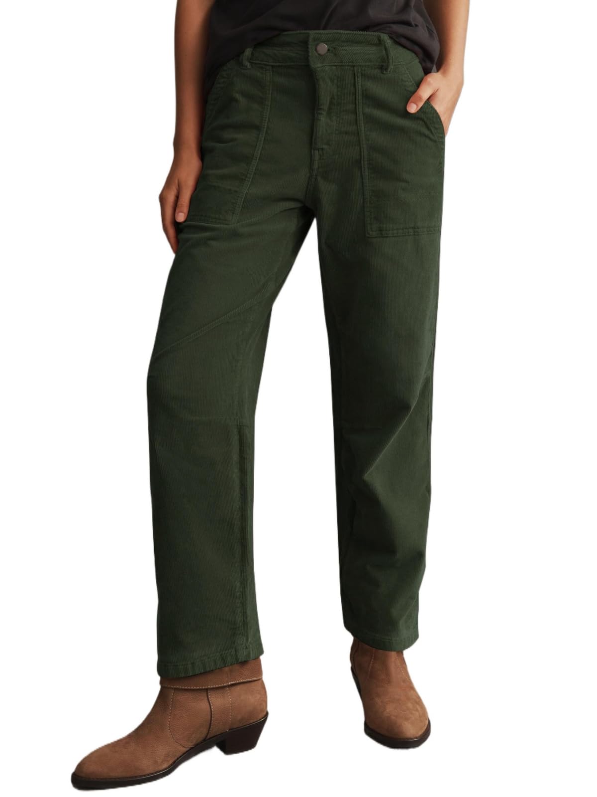 Womens Vintage Corduroy Pants Low Rise Straight Leg Baggy Barrel Jeans Patch Pocket Pants Trouser