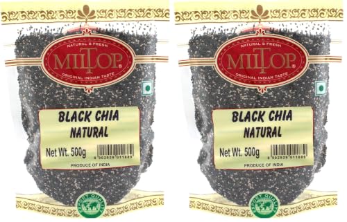Image of Miltop Chia Seeds 500g - Non-GMO Seeds | Rich in Omega -3 & Fibre | Healthy Snacks for Weight loss management (Pack of 2)