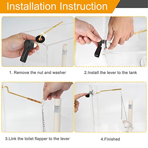 Image of Hibbent Universal Metal Side Mount Toilet Handle Kit, Oil Rubbed Bronze | Solid Brass Toilet Flush Tank Lever with Stainless Steel Adjustable Flapper Chains, Side Tank Toilet Handle for Most Toilets