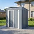 Trygoal Storage Shed 4x6 Ft with Floor, Steel Utility Tool Storage Shed with Weatherproof Sloping Roof, Small Outdoor Sheds with Lockable Double Doors for Garden, Backyard, Patio, Lawn, Grey