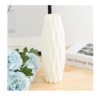 SPHINX Unbreakable HDPE Plastic Vase with Ceramic Look | Lightweight Decorative Pot for Real & Artificial Flowers or Plants | Home, Table, Office Centerpiece & Gifting- (1, S020-White)
