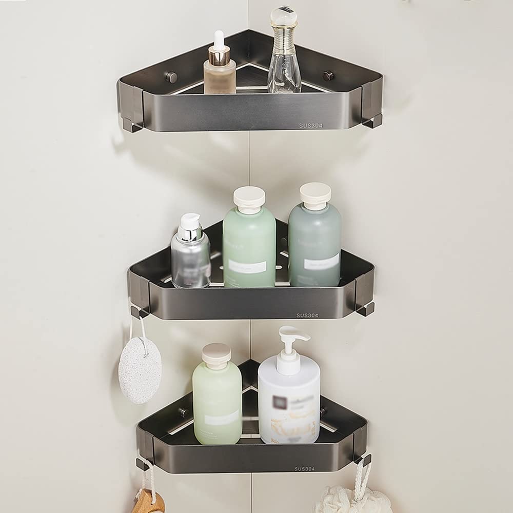 GTFDXJ Corner Shower Caddy Shower Caddy Bathroom Corner Shelf 304 Stainless Steel Triangle Basket Shower Room Storage Rack