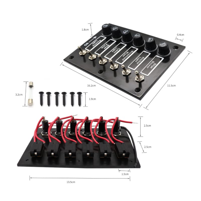 Wasserdichtes Metallpanel für Boot Auto LKW 12v 24v 6 Schalter 2 x USB-Anschlüsse Zigarettenanzünder Voltmeter Blaue Beleuchtung | Germany