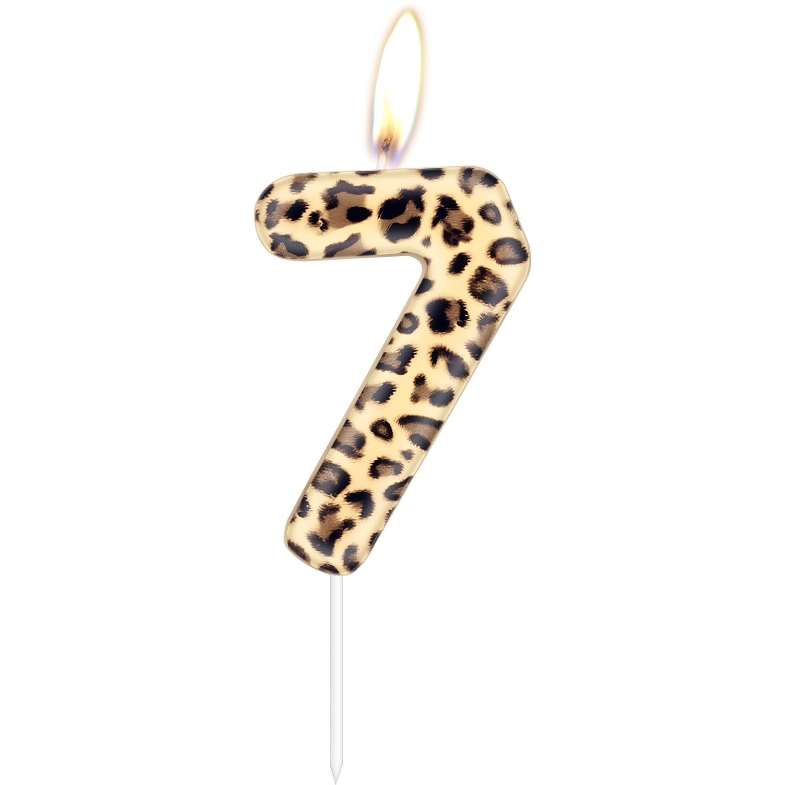 Leopard Print Number 7 Candles,Cheetah Birthday Cake Candles,Leopard Party Decorations,Animal Birthday Party Decorations Safari Party Decorations