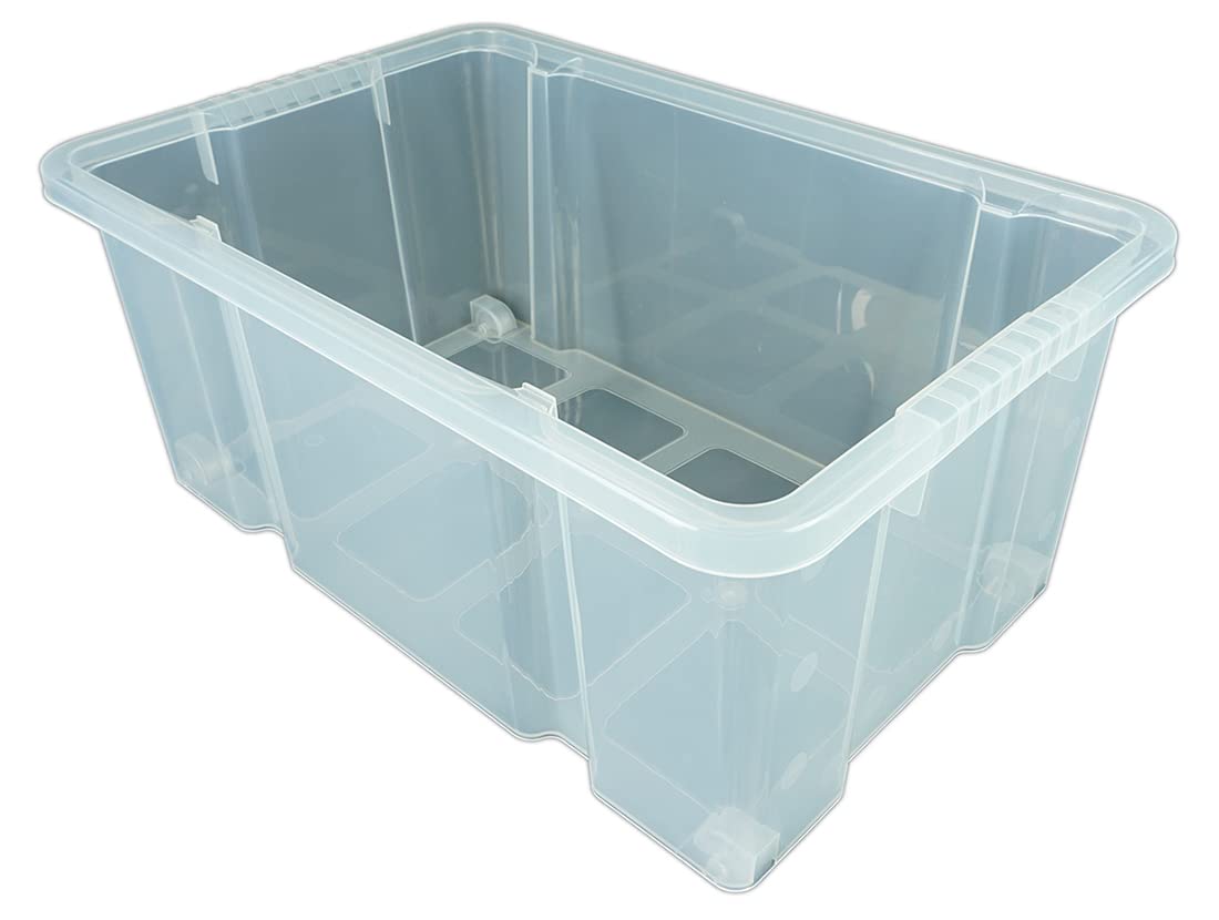 Novaliv – Cajas de Almacenamiento con Tapa Ruedas 55 L 61 x 40 x 34 Transparente Azul Caja de plástico con Tapa apilable Cajas de Almacenamiento Cajas Almacenaje Cajas Organizadoras Juguetes apilables