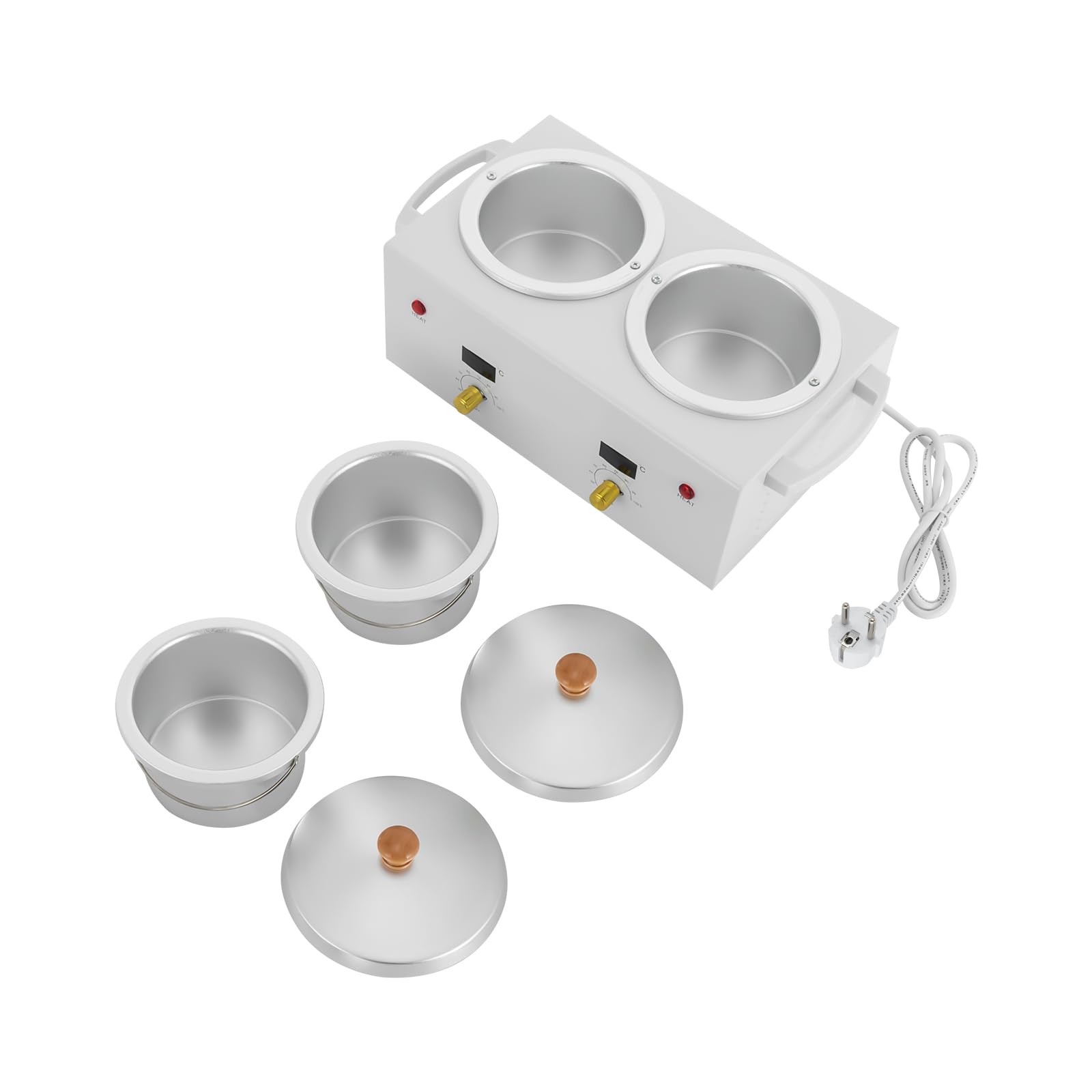 Podgrzewacz wosku 600 ml – LED podgrzewacz wosku 100 W, elektryczny podgrzewacz wosku, 20-120°C, regulacja temperatury, podwójny garnek do usuwania włosów