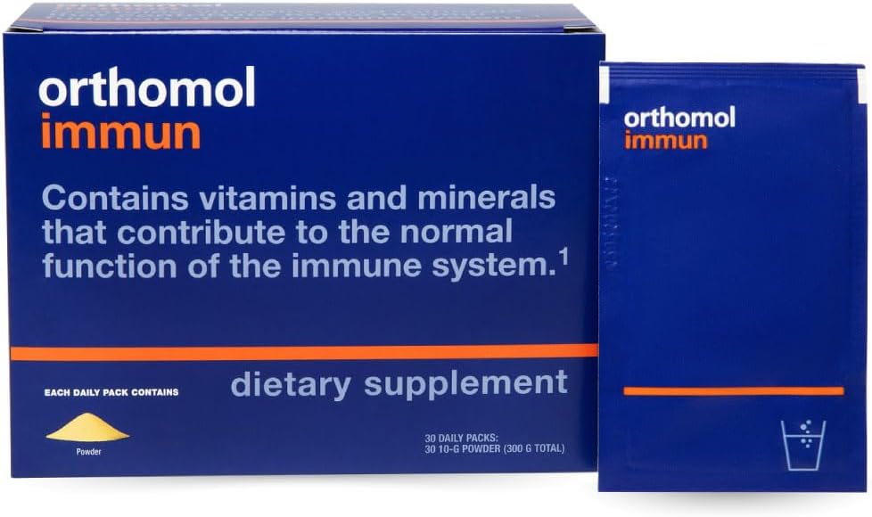 Orthomol Immun, Immune Support Supplement, Daily Immune System Booster, Vitamins A, B, C, D, E, Zinc, Selenium & Iodine, 30-Day Supply of Powder Packets